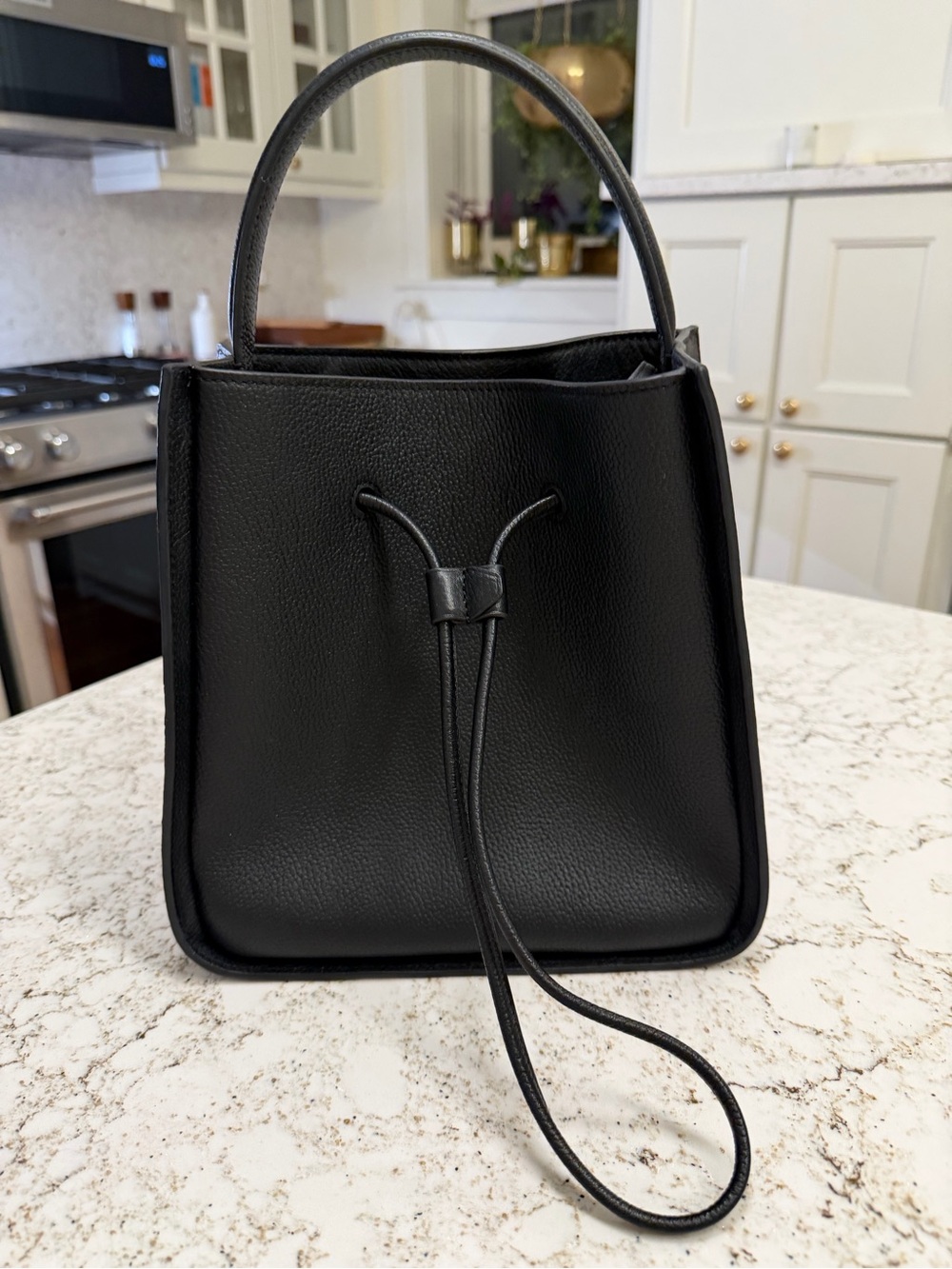 3.1 Phillip Lim Black Pebbled Leather Drawstring Tote